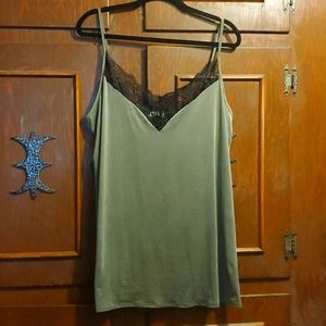 BNWOT Blumin olive cami with black lace sz 3XL
